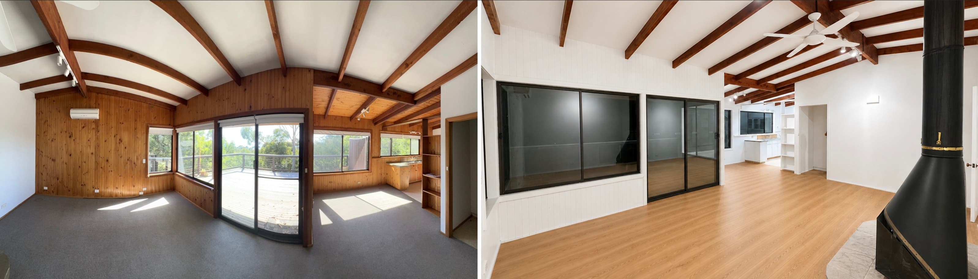Interior — timber lining painted out white